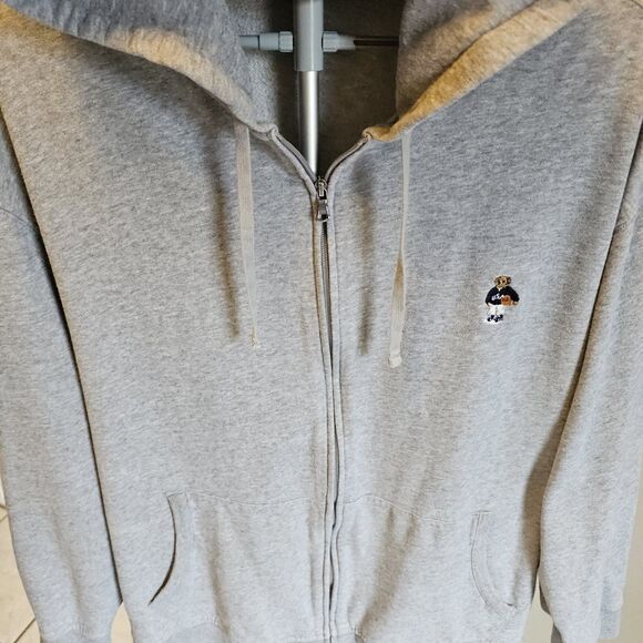 Polo Ralph Lauren USA Bear Basketball Full Zip Hoodie Sweatshirt Gray Mens 3XB - Picture 3 of 8